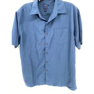 CROFT & BARROW Men's Blue Windowpane Button-Up Short Sleeve Shirt SZ L